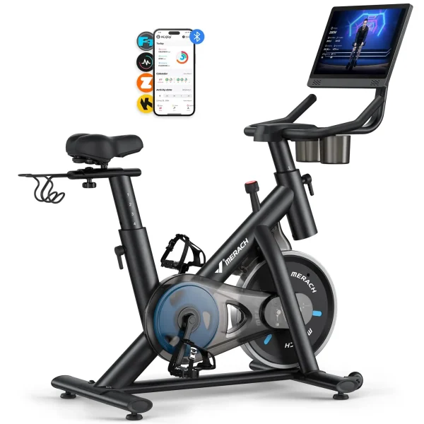 MERACH Exercise Bike Brake Pad Stationary with Exclusive App Low Noise Indoor Bike Tablet Mount&Fitness Courses for Weight Loss - Image 7