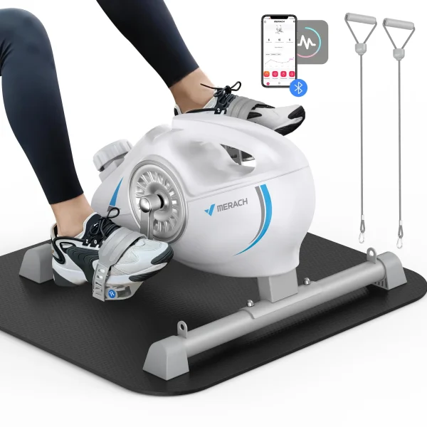 MERACH Under Desk Bike Pedal Exerciser Quiet Magnetic Mini Exercise Bike with MERACH App for Leg Recovery Smooth Foot Desk Cycle - Image 8