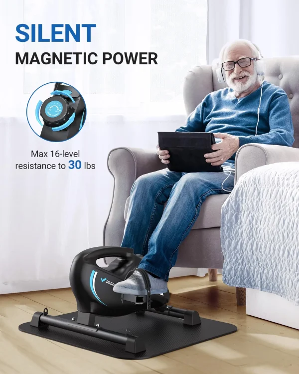 MERACH Under Desk Bike Pedal Exerciser Quiet Magnetic Mini Exercise Bike with MERACH App for Leg Recovery Smooth Foot Desk Cycle - Image 3