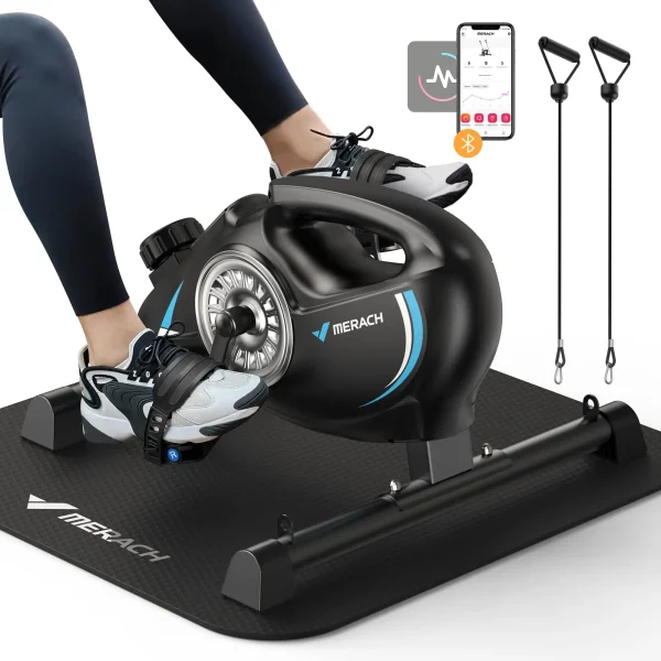 MERACH Under Desk Bike Pedal Exerciser Quiet Magnetic Mini Exercise Bike with MERACH App for Leg Recovery Smooth Foot Desk Cycle - Image 7