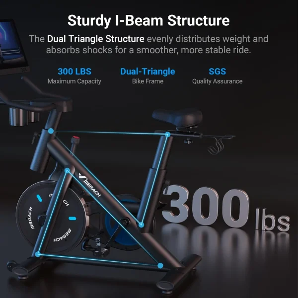 MERACH Exercise Bike Brake Pad Stationary with Exclusive App Low Noise Indoor Bike Tablet Mount&Fitness Courses for Weight Loss - Image 4