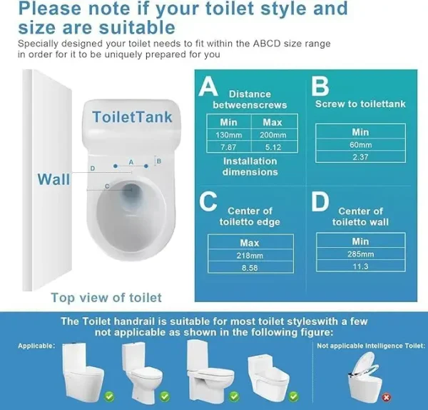 Folding Toilet Safety Frame Adjustable Height & Width 520 lbs Capacity Easy Install Elderly - Image 4