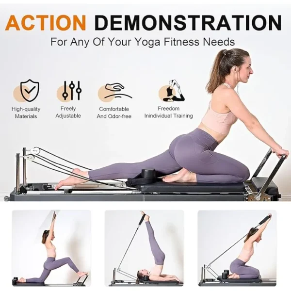 soges Foldable Pilates Reformer Machine for Home Gym, Pilates Workout Equipment for Beginner, Cardio Fitness High Strength - Image 3