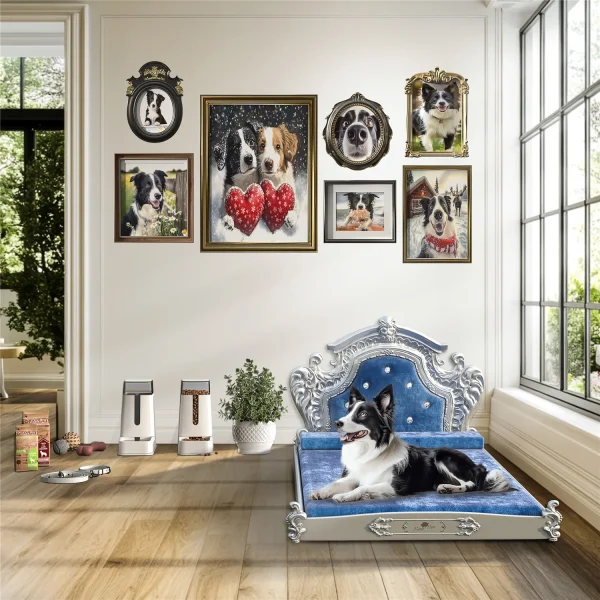 Bingopaw Luxury Pet Bed with Headboard, Dutch Velvet Dog Cat Bed for Medium and Large Dog, European Style Noble Pet Bed - Image 5