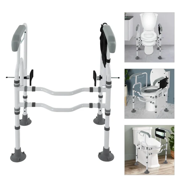 Toilet Safety Frame Rail with Suction Cups and Anti-Slip Handrails for Elderly - Image 2