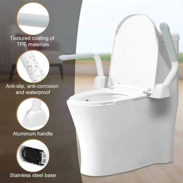 Folding Toilet Safety Frame Adjustable Height & Width 520 lbs Capacity Easy Install Elderly - Image 2