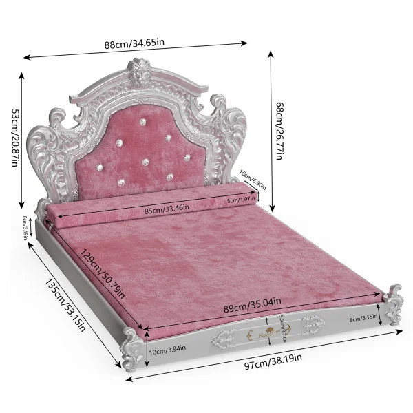 Bingopaw Luxury Pet Bed with Headboard, Dutch Velvet Dog Cat Bed for Medium and Large Dog, European Style Noble Pet Bed - Image 12