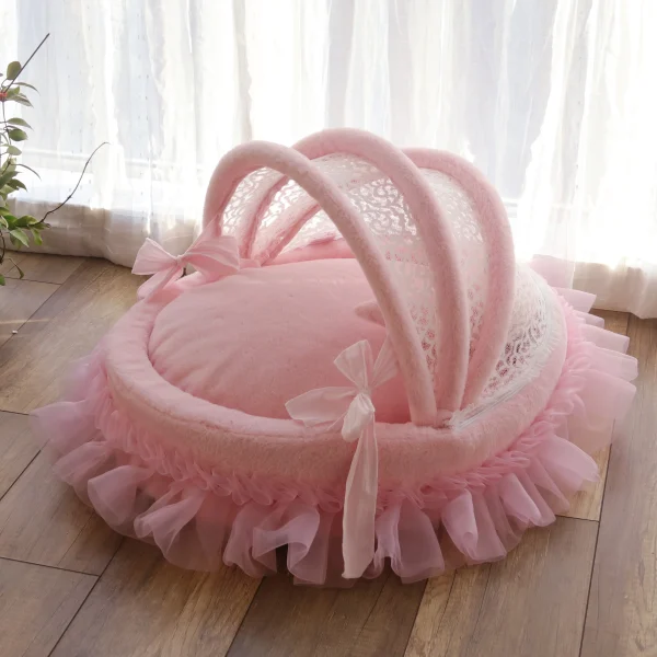 Pet Items - Dog Cat Princess Cradle Deluxe Bed Puppy Kitten Luxury Sofa Pet Supplies Cushion Accessories Products Basket Pink - Image 2