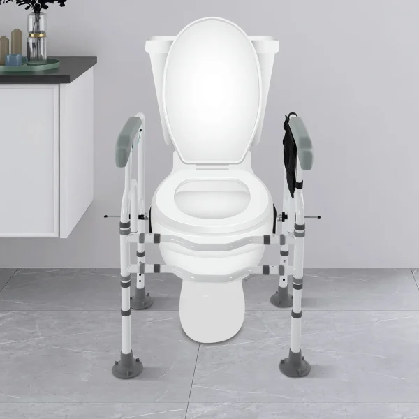Toilet Safety Frame Rail with Suction Cups and Anti-Slip Handrails for Elderly