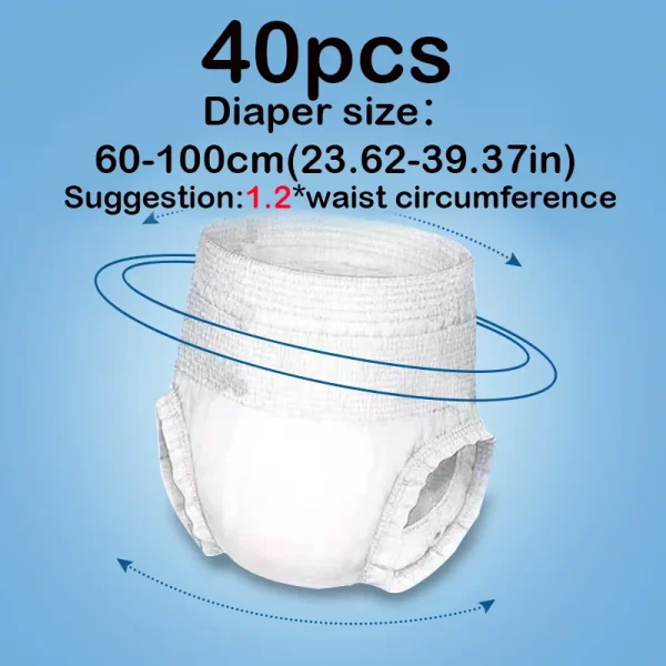 1 Pack Unisex Adult Pull-up Pants, 40 pcs Closed Style,Heavy Absorbency Disposable Incontinence Brief, Adult Diaper - Image 2