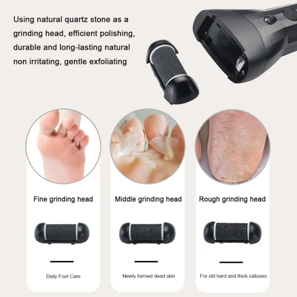 Electric Foot File Grinder Callus Remover Machine Pedicure Device Foot Care Tools Feet Heels Dead Hard Skin USB for Men Women - Image 3