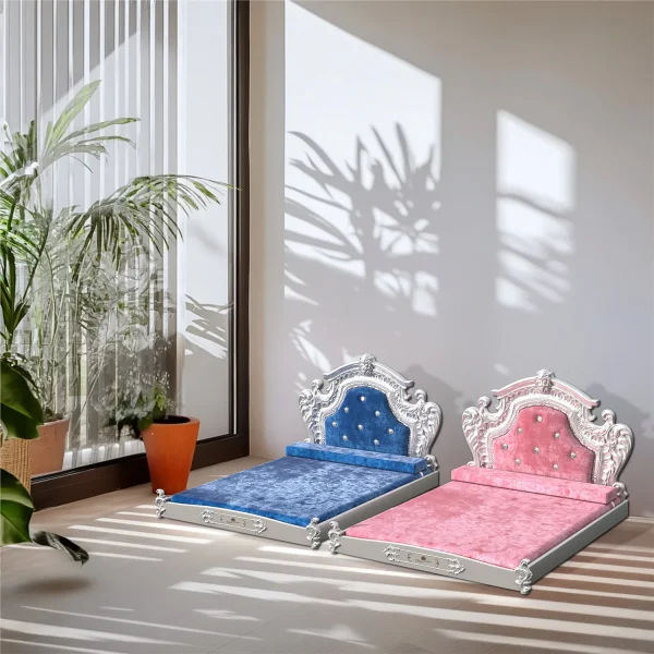 Bingopaw Luxury Pet Bed with Headboard, Dutch Velvet Dog Cat Bed for Medium and Large Dog, European Style Noble Pet Bed - Image 3
