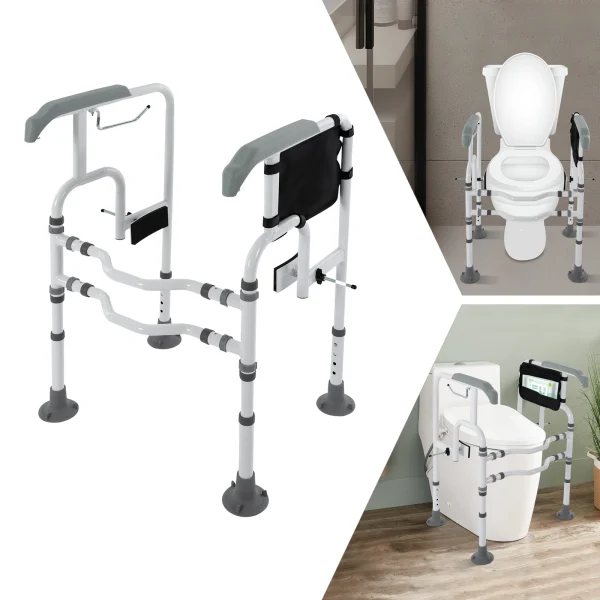 Toilet Safety Frame Rail with Suction Cups and Anti-Slip Handrails for Elderly - Image 6