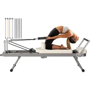 Pilates Reformer Machine, Foldable Pilates Machine Home Equipment with 330lbs Weight Capacity for Beginners and Advancers