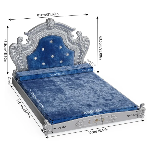 Bingopaw Luxury Pet Bed with Headboard, Dutch Velvet Dog Cat Bed for Medium and Large Dog, European Style Noble Pet Bed - Image 7