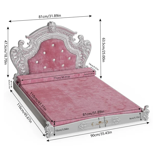 Bingopaw Luxury Pet Bed with Headboard, Dutch Velvet Dog Cat Bed for Medium and Large Dog, European Style Noble Pet Bed - Image 10