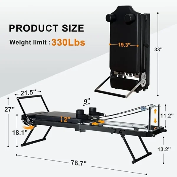 soges Foldable Pilates Reformer Machine for Home Gym, Pilates Workout Equipment for Beginner, Cardio Fitness High Strength - Image 2