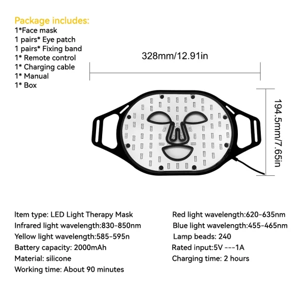 Lescolton New Red Led Light Therapy Infrared Flexible Soft Mask Silicone 4 Color Led Therapy Anti Aging Advanced Photon Mask - Image 6