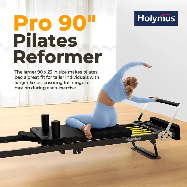 Pro 90" Pilates Reformer Machine, Durable and Quiet - Up to 500LBS, Premium Foldable Pilates Machine & Equipment - Image 5