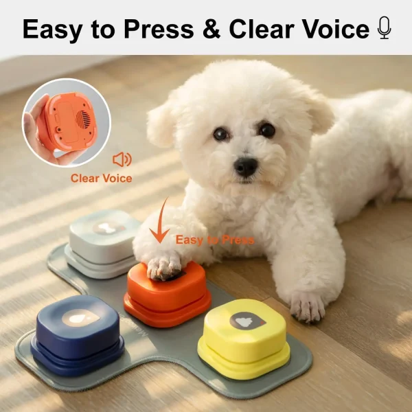 Mewoofun Dog Buttons with Rubber Mat Recordable Dog Talking Buttons Set Communication Starter Pack Dog Training Speaking Buttons - Image 4