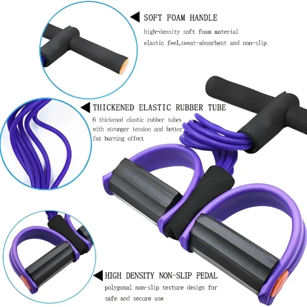 Four-Tube Pedal Tensioner Multi-Functional Household Fitness Equipment Yoga Abdominal Strengthening Elastic Band Tension Rope - Image 4