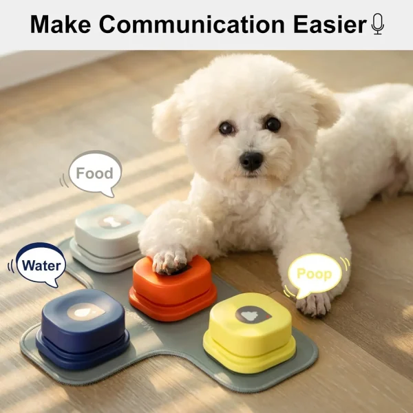 Mewoofun Dog Buttons with Rubber Mat Recordable Dog Talking Buttons Set Communication Starter Pack Dog Training Speaking Buttons - Image 2