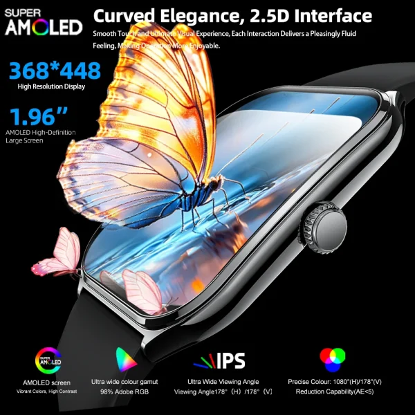 New Ultra Thin Smart Watch men 1.96" AMOLED 360*360 HD Pixel Display Always Show Time Call Reminder Smartwatch Ladies For huawei - Image 2