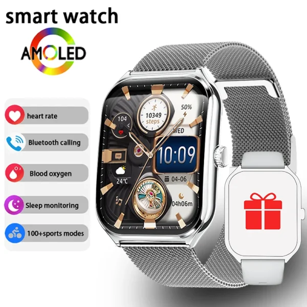 New Ultra Thin Smart Watch men 1.96" AMOLED 360*360 HD Pixel Display Always Show Time Call Reminder Smartwatch Ladies For huawei - Image 7