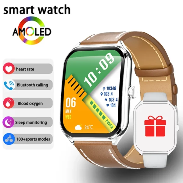 New Ultra Thin Smart Watch men 1.96" AMOLED 360*360 HD Pixel Display Always Show Time Call Reminder Smartwatch Ladies For huawei - Image 13