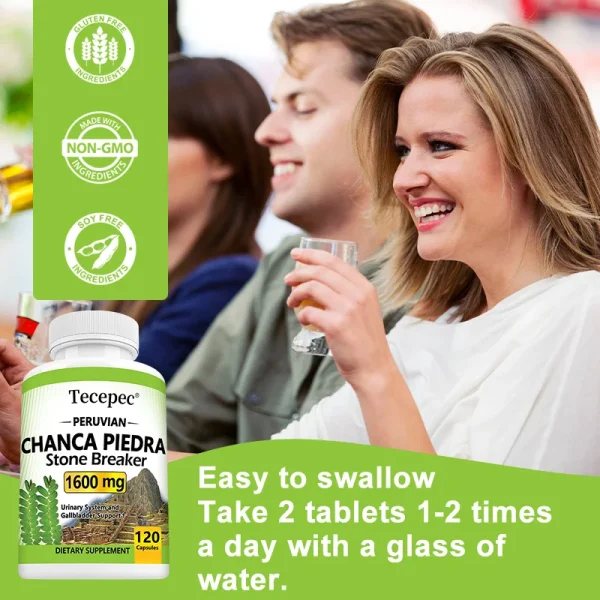Tecepec Chanca Piedra Supplement 1600 Mg – Balances Urinary and Gallbladder Health, Promotes Cleansing, Detoxification, Non-GMO - Image 6