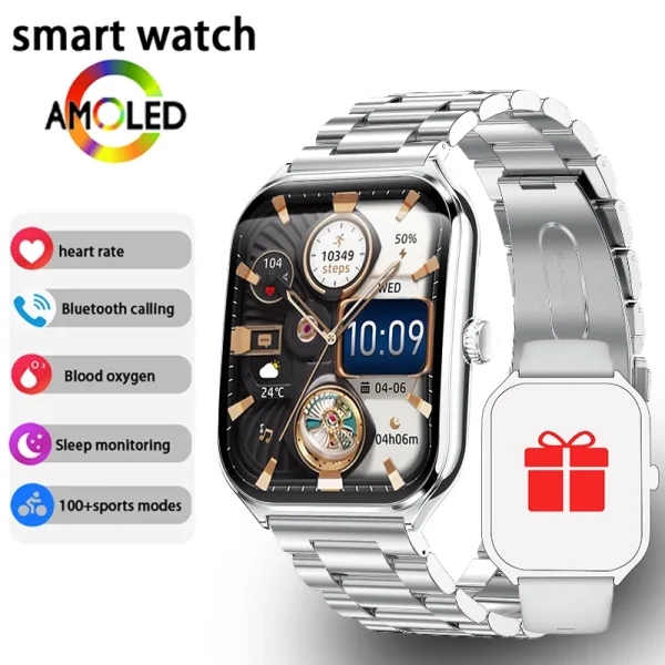 New Ultra Thin Smart Watch men 1.96" AMOLED 360*360 HD Pixel Display Always Show Time Call Reminder Smartwatch Ladies For huawei - Image 9