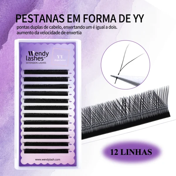 Wendy Lashes 10Pcs/Set Y Shape Lash Wholesale Hand Woven Premium 12 Lines YY Eyelash Extension Makeup Lash Supplies 0.05/0.07 - Image 3