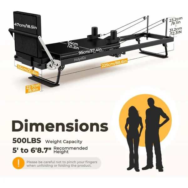 Pro 90" Pilates Reformer Machine, Durable and Quiet - Up to 500LBS, Premium Foldable Pilates Machine & Equipment - Image 6