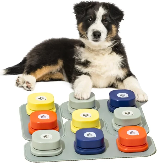 Mewoofun Dog Buttons with Rubber Mat Recordable Dog Talking Buttons Set Communication Starter Pack Dog Training Speaking Buttons - Image 9
