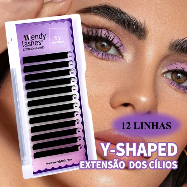Wendy Lashes 10Pcs/Set Y Shape Lash Wholesale Hand Woven Premium 12 Lines YY Eyelash Extension Makeup Lash Supplies 0.05/0.07 - Image 5