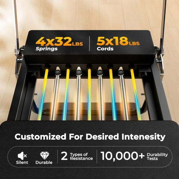 Pro 90" Pilates Reformer Machine, Durable and Quiet - Up to 500LBS, Premium Foldable Pilates Machine & Equipment - Image 2