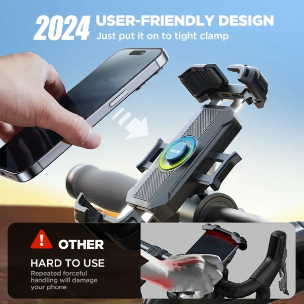 JOYROOM Bicycle Phone Holder New Upgrade [Metal Tie Rod][1s Auto Lock] Motorcycle Phone Holder Mount Handlebar Clamp For 4.7-7'' - Image 2