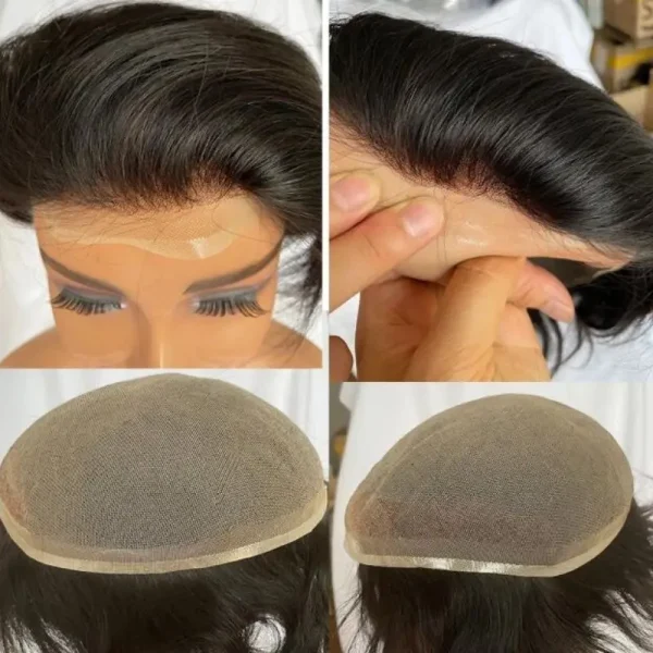 Pwigs Toupee for Men Full French Lace 10X8 Inch Cap Base 4mixed 27 highlight 613 Front Colored 100% European Human Hair System - Image 20