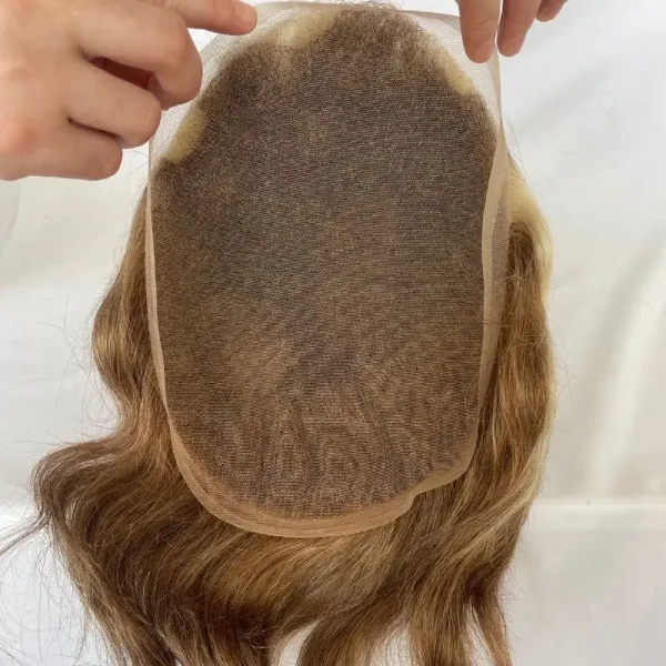 Pwigs Toupee for Men Full French Lace 10X8 Inch Cap Base 4mixed 27 highlight 613 Front Colored 100% European Human Hair System - Image 6