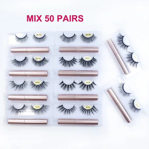 Magnetic Lashes Wholesale 5/10/30/50/100 Pairs Magnetic Eyelashes and Eyeliner Set Makeup Natural Lashes In Bulk - Image 8