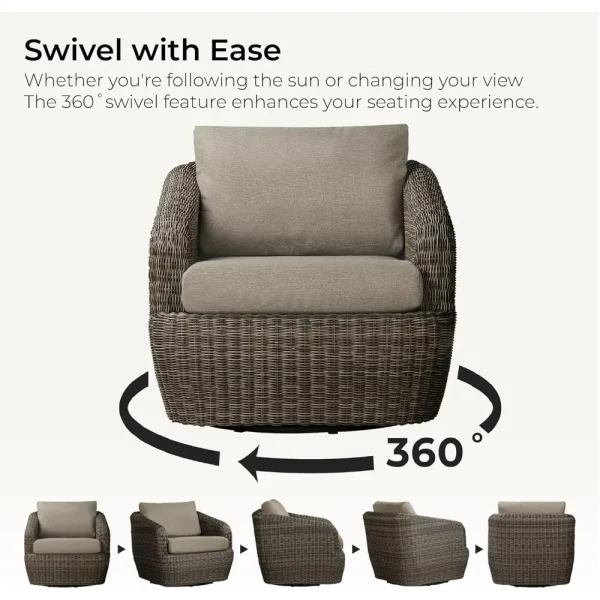 3 Pieces Patio Wicker Furniture Set, Outdoor Rattan Bistro Set with Removable Thickened Cushions, Fully Assembled(Gray Cus - Image 3