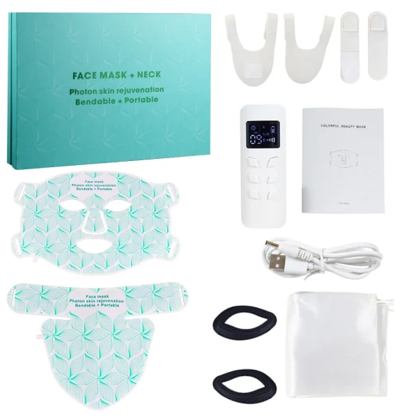8 Colors Facial LED Mask with Neck Red Light Near Infrared Therapy Beauty Mask Anti Aging Skin Rejuvenation Lifting Whitening - Image 7