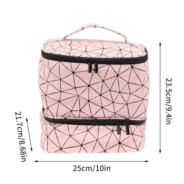 PU Leather Nail Polish Carrying Case Cosmetic Portable Large Handbag Storage Bag Sections Nail Kit Organizer Holds 30+ Bottles - Image 6