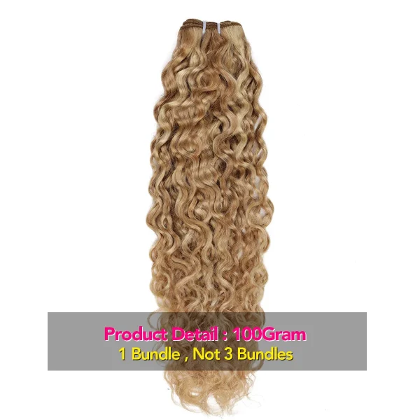 Real Beauty Ombre  Water Wave P27/613 Two Tone Remy Curly  Human Hair Extensions Weave Bundles Auburn Peruvian Hair12"-24" - Image 2