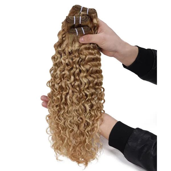 Real Beauty Ombre  Water Wave P27/613 Two Tone Remy Curly  Human Hair Extensions Weave Bundles Auburn Peruvian Hair12"-24" - Image 6