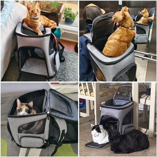 Breathable Pet Cat Carrier Backpack Foldable Pet Carrier Transport Travel Bag Expandable Large Capacity Creative for Cats Dogs - Image 5