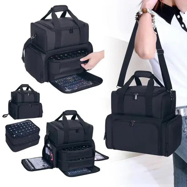 70 Bottles Nail Polish Organizer Bag fabric cloth Cosmetic Handbag Organizer Storage Case Travel Carrying for Nail Stuff & Tools - Image 4