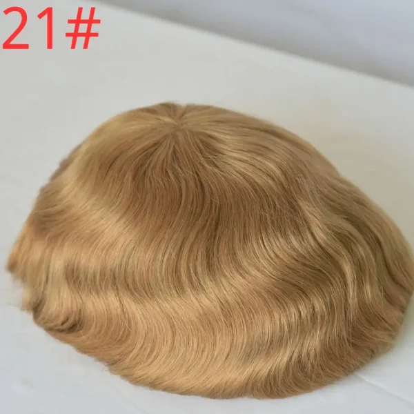 Pwigs Toupee for Men Full French Lace 10X8 Inch Cap Base 4mixed 27 highlight 613 Front Colored 100% European Human Hair System - Image 15