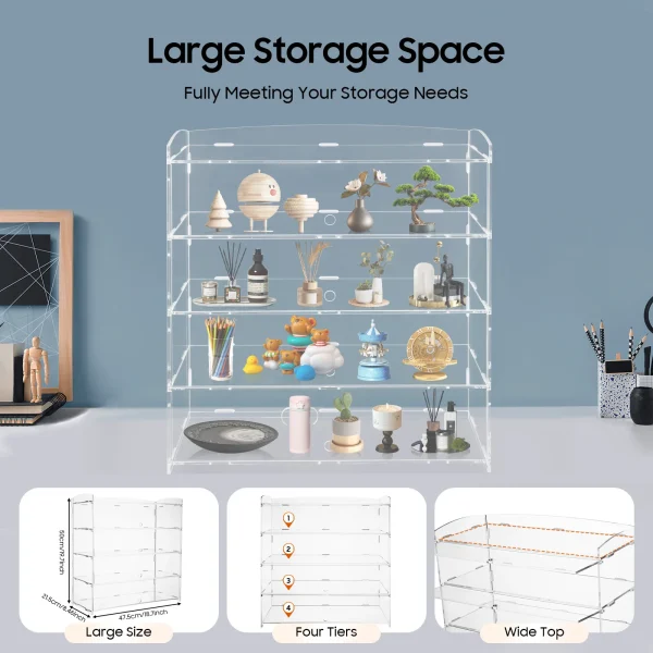 ﻿ 4 Tier Acrylic Display Case Bakery Pastry Display Case Retail  Shelf Donut Cookie Display Cabinet Case Plastic Case - Image 2