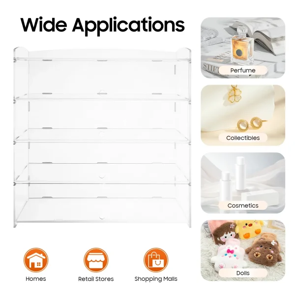 ﻿ 4 Tier Acrylic Display Case Bakery Pastry Display Case Retail  Shelf Donut Cookie Display Cabinet Case Plastic Case - Image 5